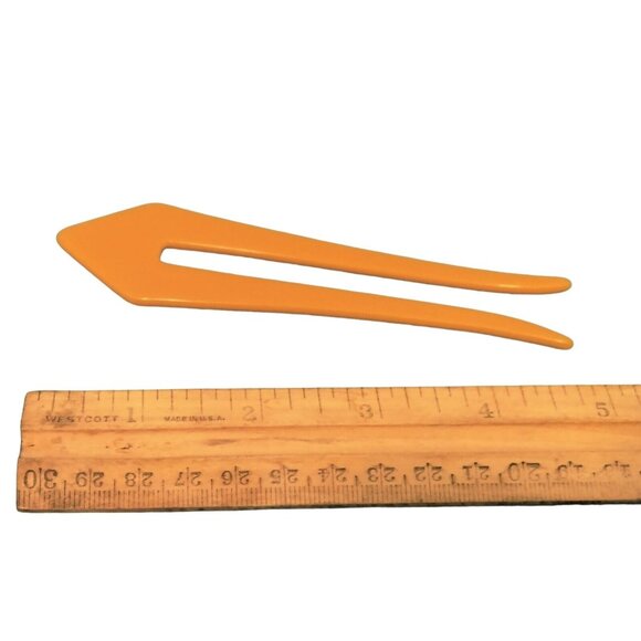 Yellow Hairpin Pick Stick Double Two Prong Bobby Bun Updo - Picture 3 of 4